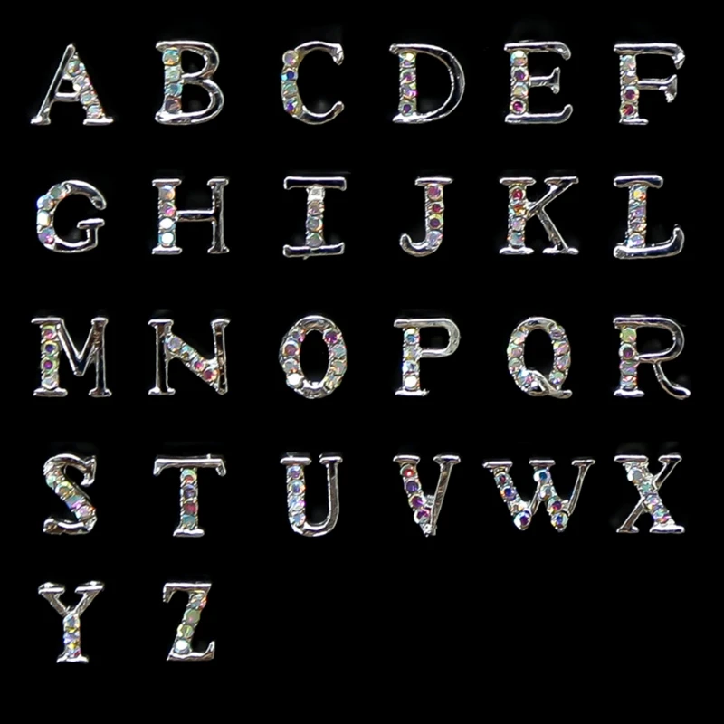 26шт / 52шт Комплект за декорация на нокти Висулки с кристали във формата на букви за бижута, ленти с кристали за нокти с азбука, букви A-Z Изображение 1