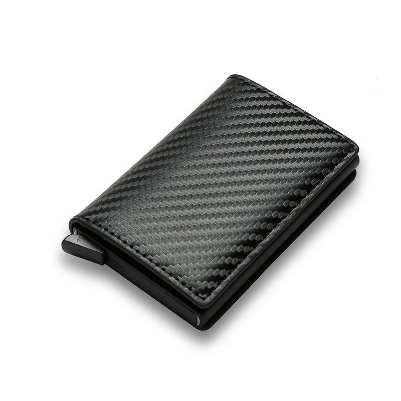 DIENQI Държач за карти, изработени от въглеродни влакна, портфейли, мъжки маркови Rfid Black Magic Trifold, Кожен тънък мини-портфейл, Малка чанта за пари, мъжки портмонета Изображение 0