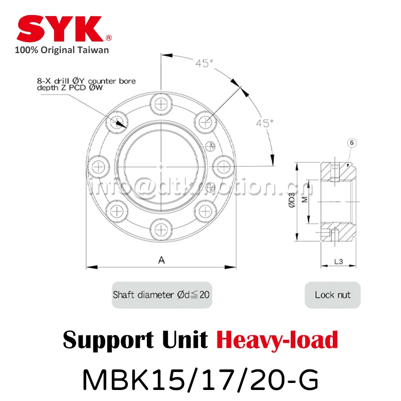 SYK MBK15 MBK17 MBK20 Высоконагруженный Референтната възел Шарико-винтови Заземлитель C3C5 HIWIN TBI Премиум-клас с ЦПУ NSK TPI машина за висока точност, Носещи Клас P4 Изображение 3