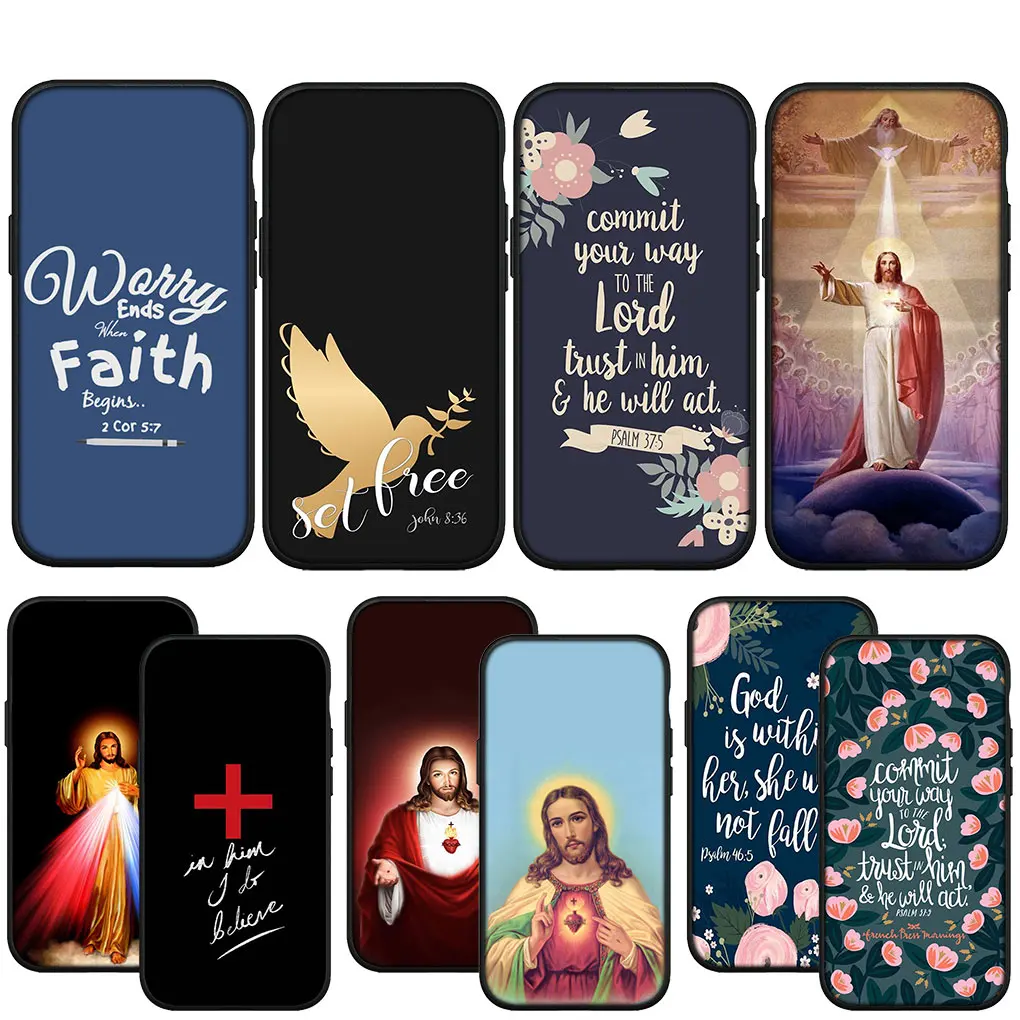 Библейски Стих Християнския Бог Исус Вяра Калъф За Телефон iPhone 14 13 12 Mini 11 Pro X XR XS Max 6 7 8 Plus + SE 8 + Калъф Изображение 0