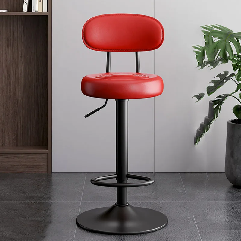 Висококачествени Столове За Салона на бара Минималистичен Регулируем Метален Дизайн на Въртящ се Стол с Модерна Кожена Мебел За Дома Barkrukken Изображение 0