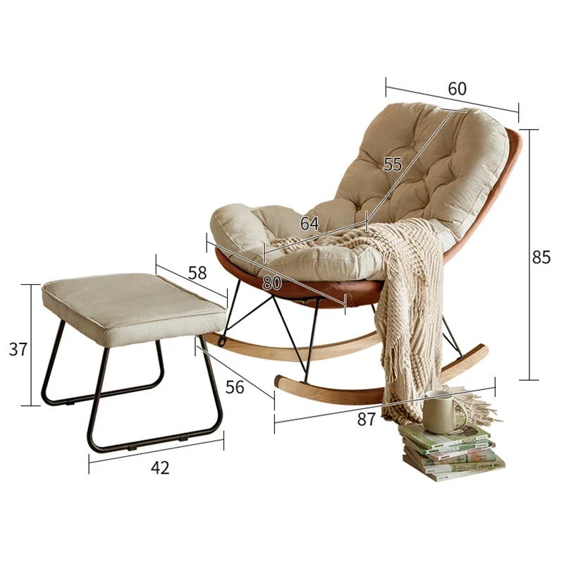 Всекидневна В скандинавски стил, люлеещ се Стол с възможност за сгъване на облегалката, Дизайнерски столове за мързелив уютна всекидневна Sleeping Sedie Da Soggiorno Home Изображение 4