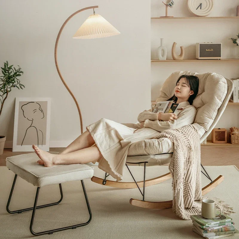 Всекидневна В скандинавски стил, люлеещ се Стол с възможност за сгъване на облегалката, Дизайнерски столове за мързелив уютна всекидневна Sleeping Sedie Da Soggiorno Home Изображение 5