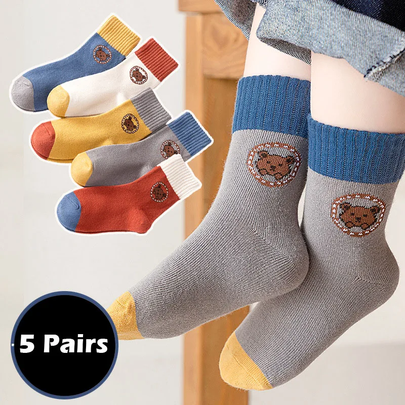 Детски чорапи Пролет, 5 Чифта Памучни Чорапи, Бебешки Чорапи за малко по-Големите момчета Чорапи за екипажа Изображение 0