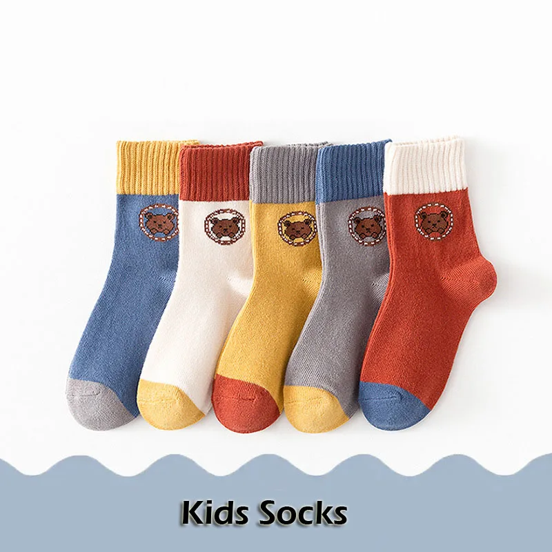 Детски чорапи Пролет, 5 Чифта Памучни Чорапи, Бебешки Чорапи за малко по-Големите момчета Чорапи за екипажа Изображение 2