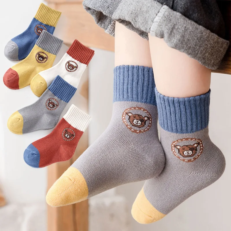 Детски чорапи Пролет, 5 Чифта Памучни Чорапи, Бебешки Чорапи за малко по-Големите момчета Чорапи за екипажа Изображение 5