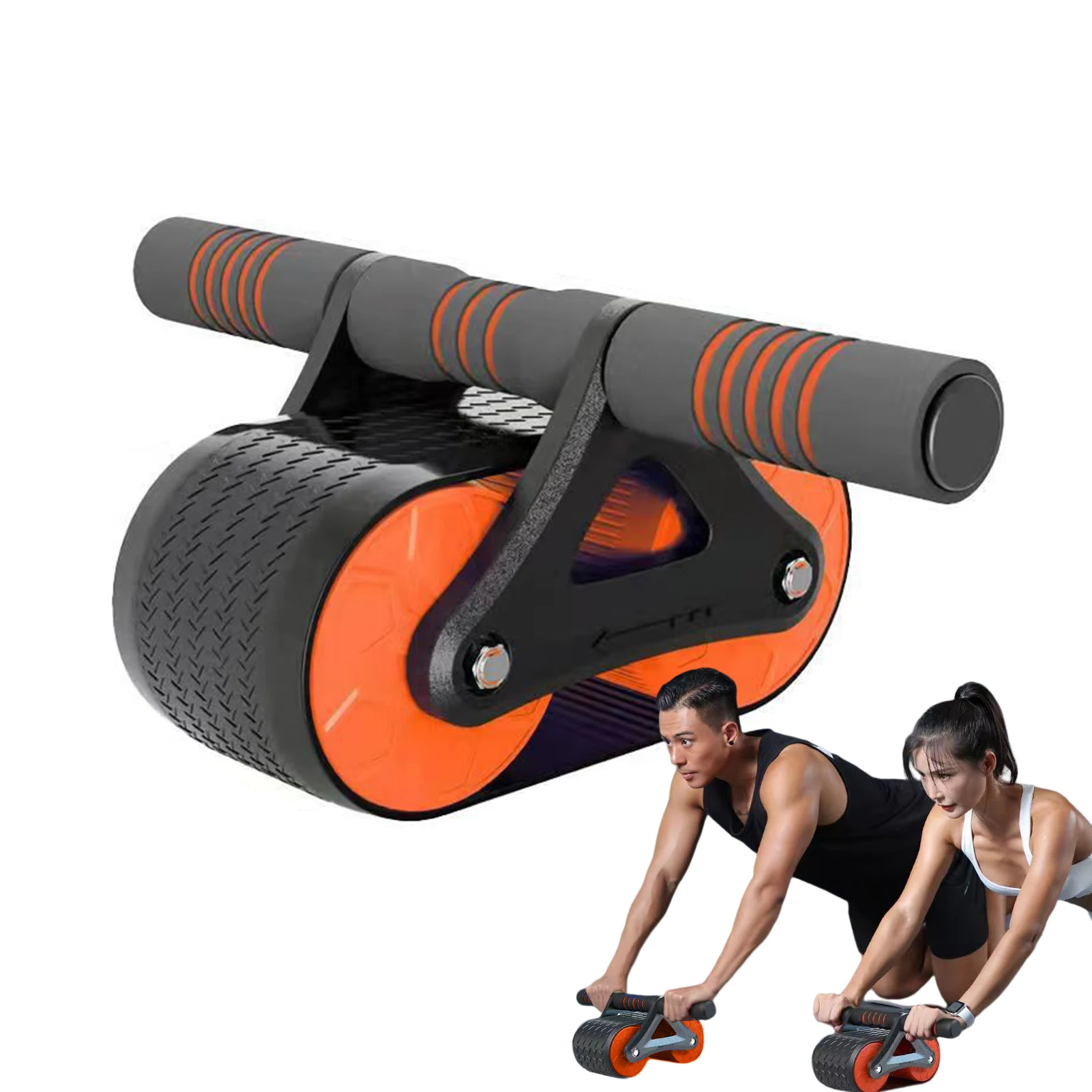 Домашен фитнес за начинаещи с две колела и наколенником подарък за укрепване на мускулите с автоматично отскок Ab Roller Преносима тренировка на мускулите Изображение 5