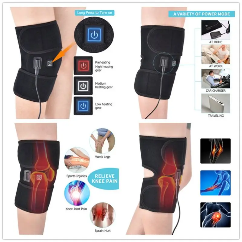Електрически нагревателен инструмент за масаж на коляното, вибратор, наколенник, физиотерапия на ставите при остеоартрит, облекчение на болки при артрит локтевых на ставите на краката Изображение 1