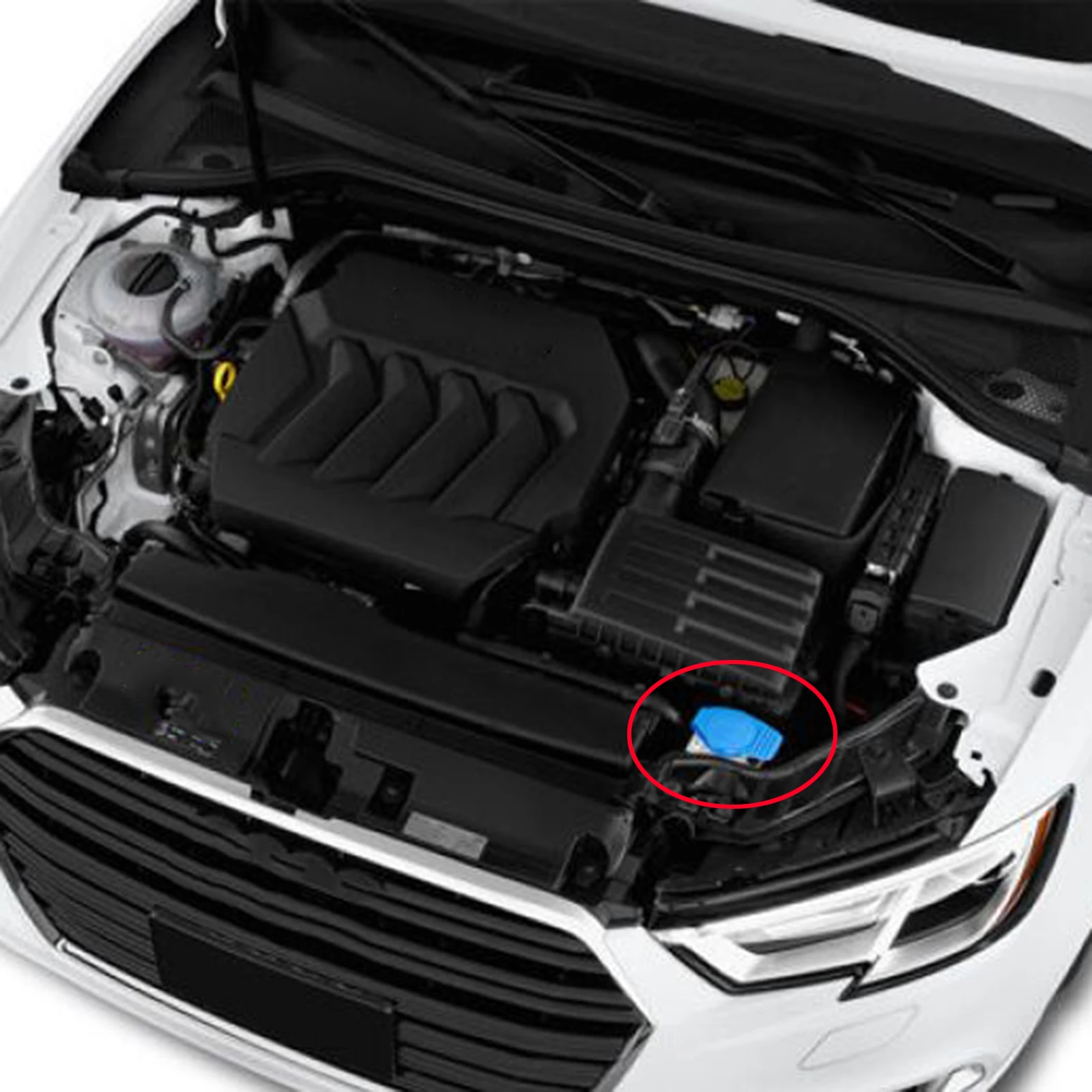 За VW Scirocco 2008 2009 2010 2011 2012 - 2017 Смяна капачката на резервоара за течност на чистачки и миене на предното стъкло на превозното средство Изображение 2