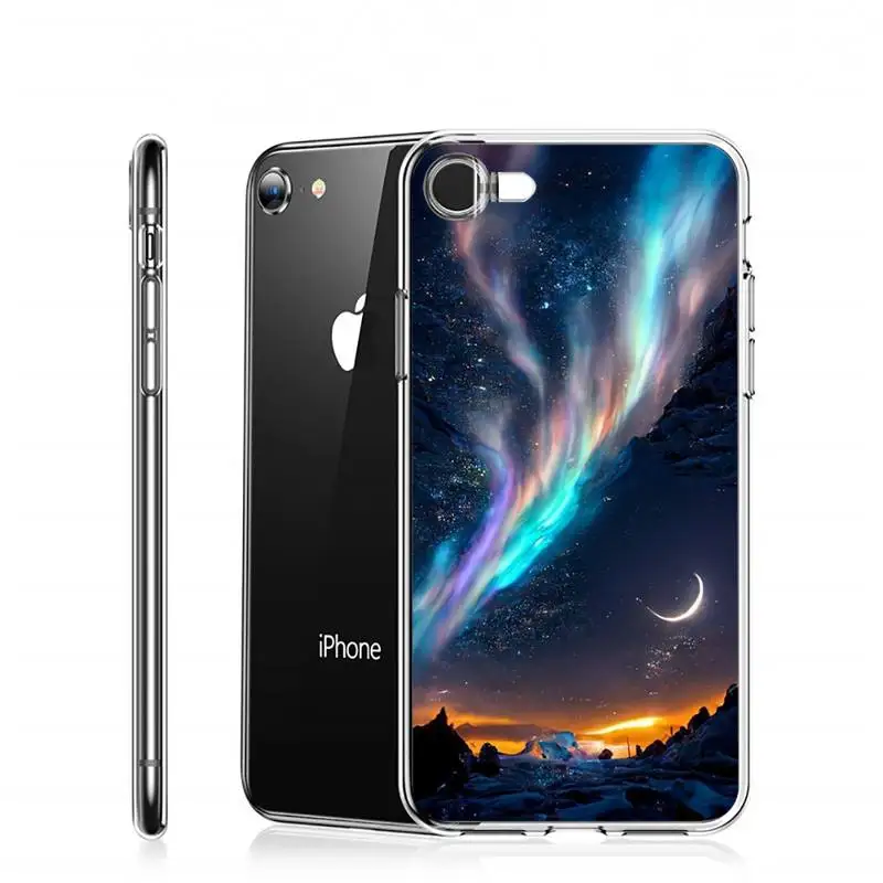 калъфче за телефон с Дизайн на звездното небе aurora night scene Прозрачен мек Калъф За iphone 11 12 13 14 x xr xs pro max mini plus Изображение 3