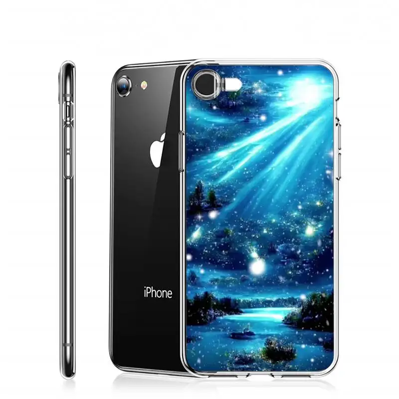 калъфче за телефон с Дизайн на звездното небе aurora night scene Прозрачен мек Калъф За iphone 11 12 13 14 x xr xs pro max mini plus Изображение 5