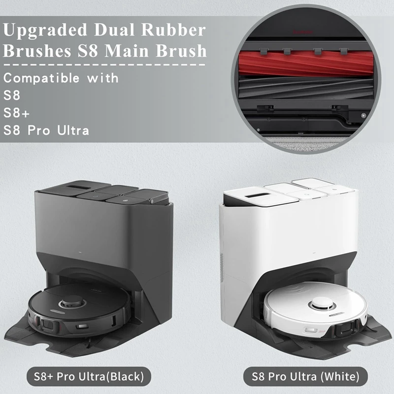 Комплект сменяеми аксесоари за Roborock S8 S8 Pro Ultra S8 + Робот-прахосмукачка, Основните странични четки, въже, Филтри, торбички за прах Изображение 1