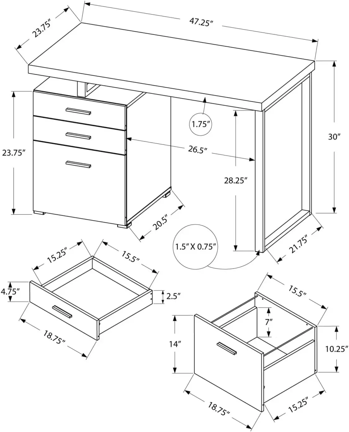 Компютърна маса с картотекой - ляв или десен монтаж - 48 