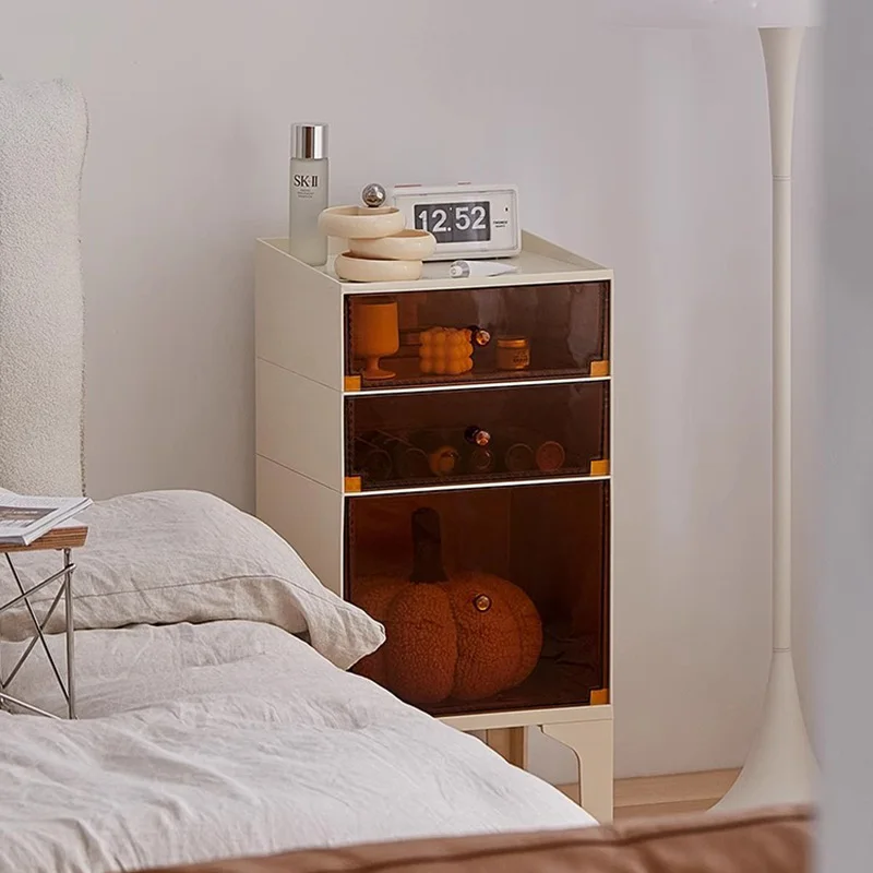 Малка странична масичка за съхранение на нещата Малка спалня Скандинавските модерни и луксозни нощни шкафчета, Кутии средата на века Мебели за спалня Изображение 3
