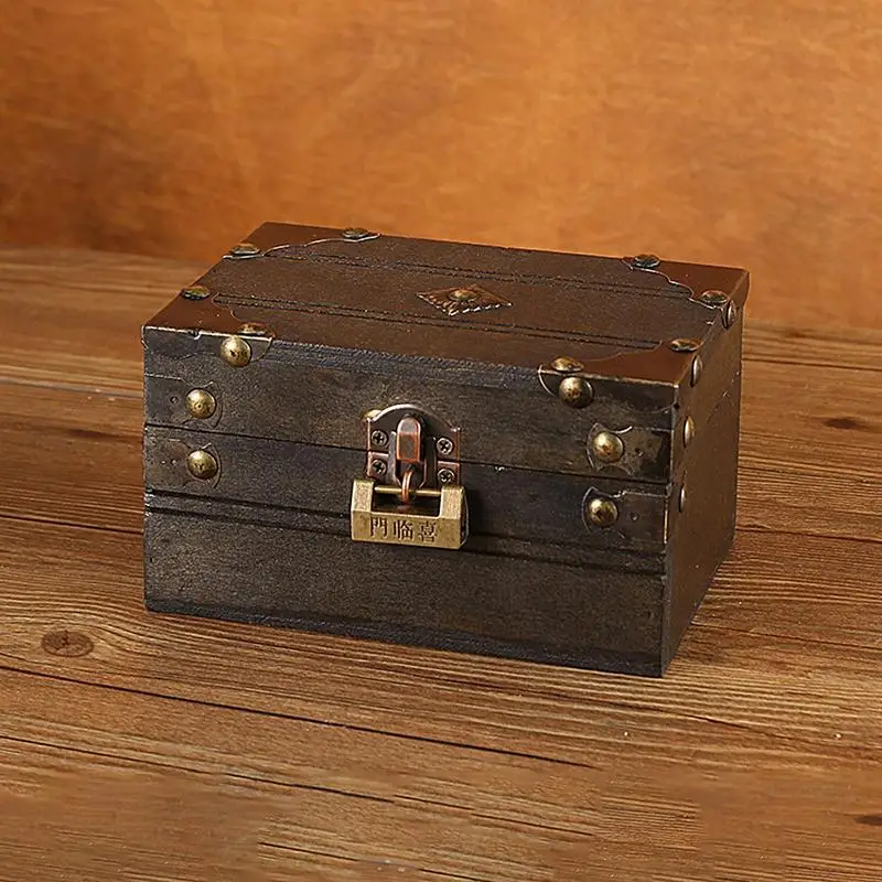 Малко сундучок Малък сундучок за съхранение на бижута, Играчки, Подаръци и декорации за дома Дървена кутия Кутия в паметта Изображение 2