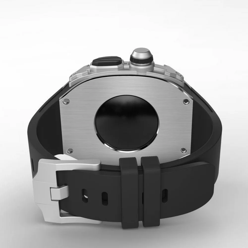 Метален корпус от неръждаема стомана, определени модификации на гумена каишка за Apple Watch Ultra 49mm Смарт часовници от висок клас, подходящи за iwatch 49mm Изображение 4
