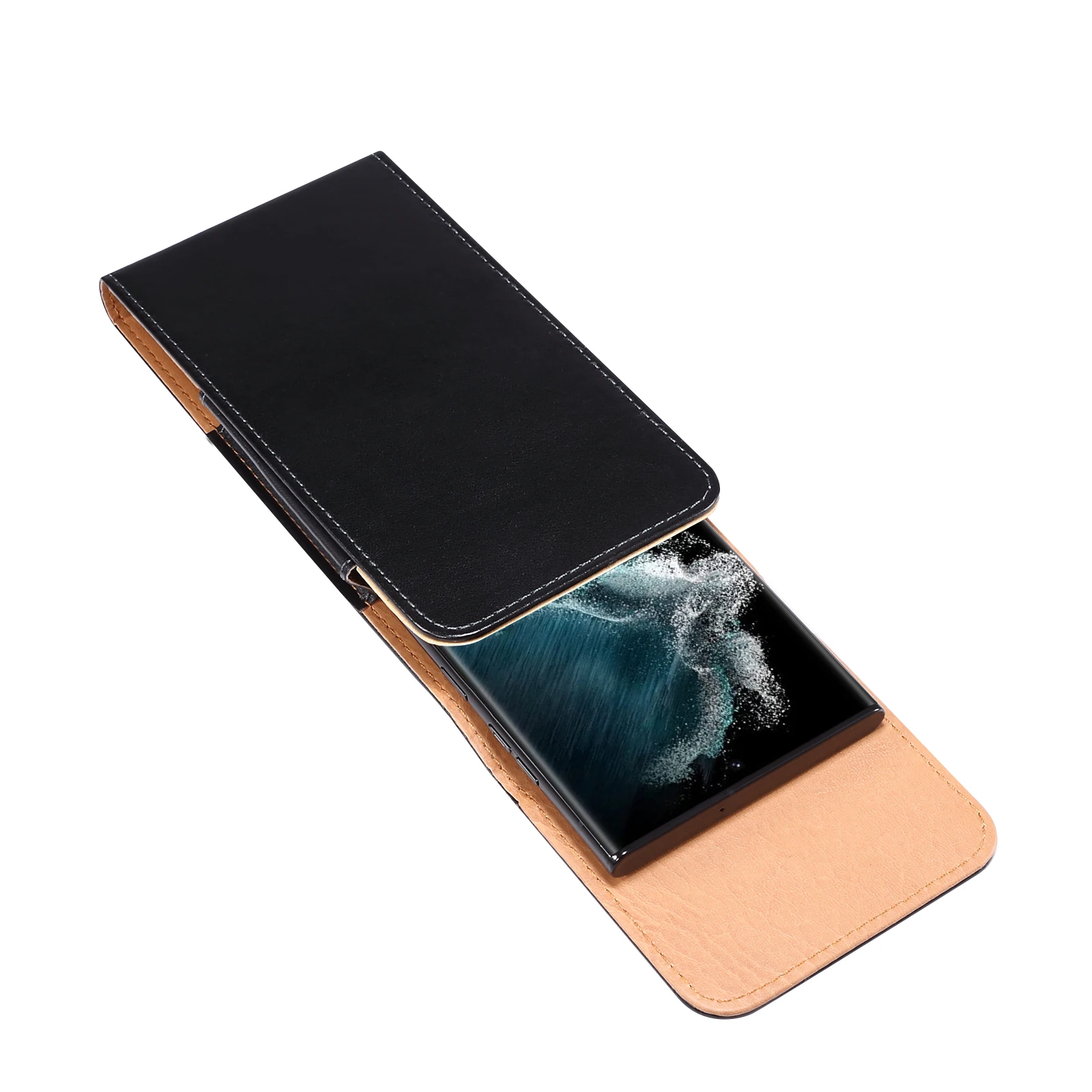 Модерен лъскав флип калъф с клипс за колан от изкуствена кожа за iPhone, Samsung, Huawei, Xiaomi Redmi, универсален калъф-кобур за мобилен телефон Изображение 4