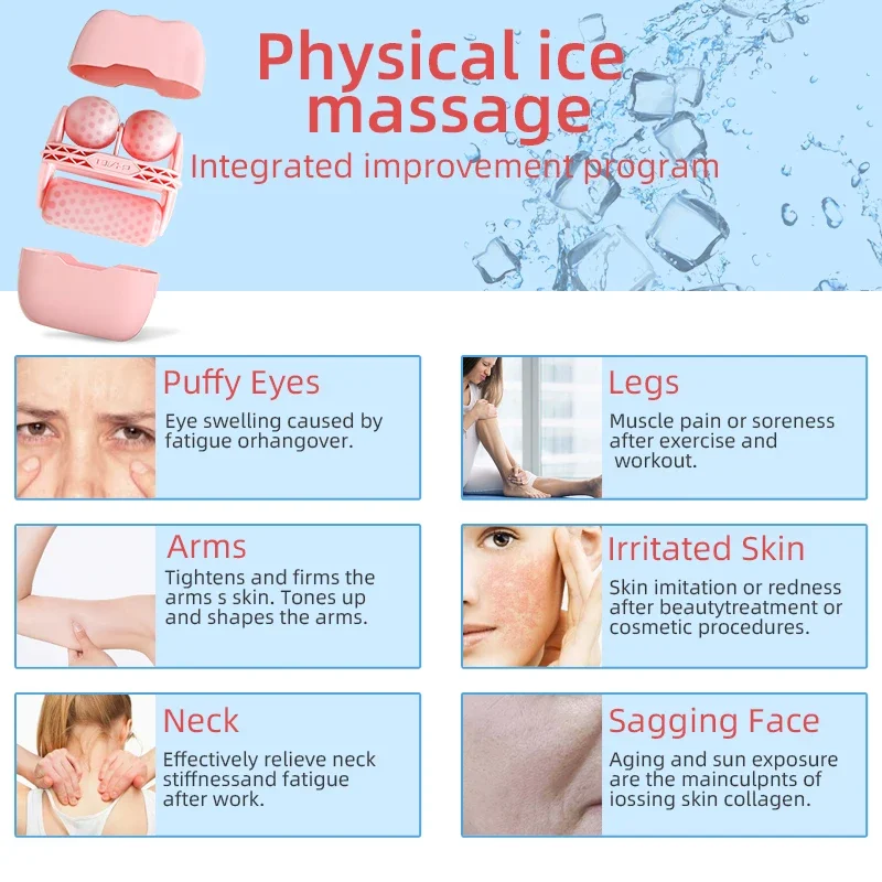 НОВ мини-масажор за лице с леден, валяк V-образна форма, преносим ледена валяк за кожата на лицето ice roller. Изображение 4