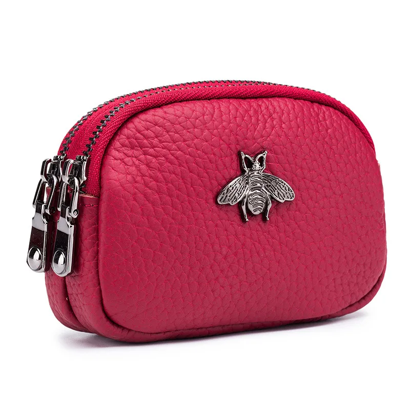 Портфейл от естествена кожа, чанти за жени, мозайка метална пчела, масивна чанта с цип, луксозна дизайнерска дамска чанта-месинджър Изображение 0