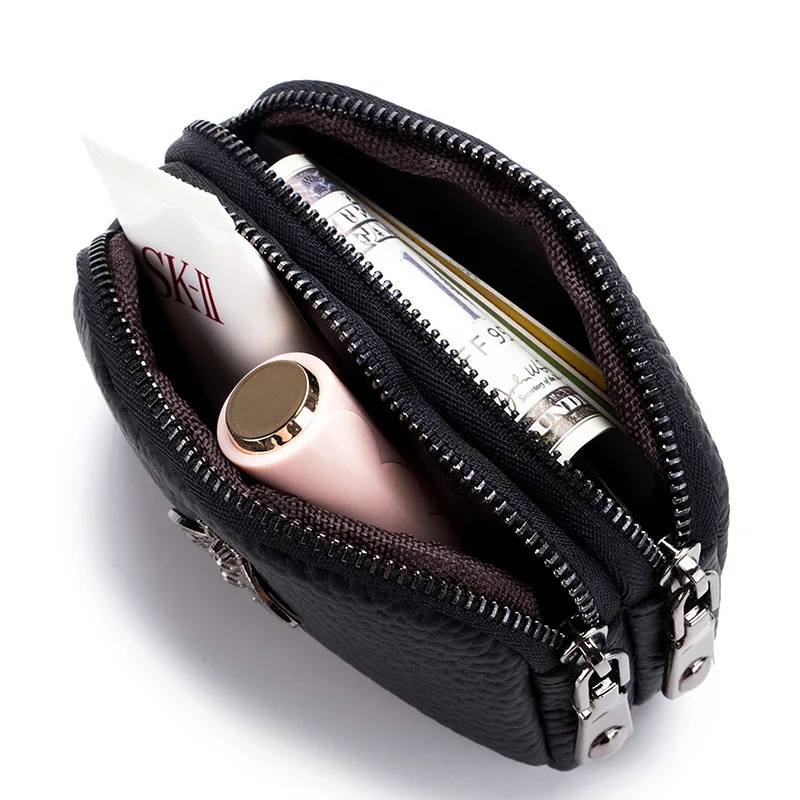 Портфейл от естествена кожа, чанти за жени, мозайка метална пчела, масивна чанта с цип, луксозна дизайнерска дамска чанта-месинджър Изображение 2
