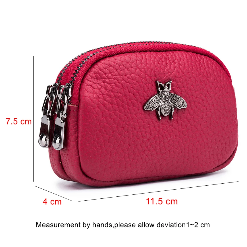Портфейл от естествена кожа, чанти за жени, мозайка метална пчела, масивна чанта с цип, луксозна дизайнерска дамска чанта-месинджър Изображение 4