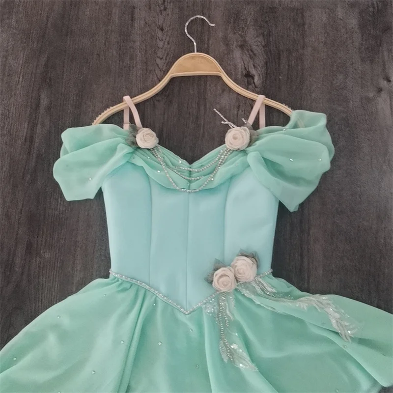 Професионални висококачествени облекла за модерен балет мнения за момичета от мятно-зелен шифон с участието на Купидона, костюми за лирични танци Изображение 4