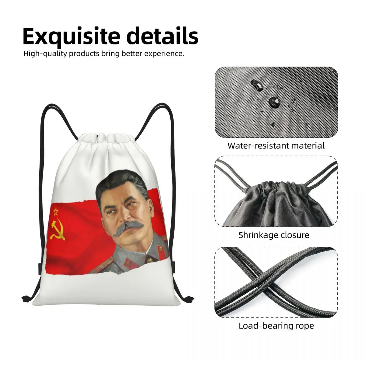 Раница на съвсем малък с Йосиф Сталин и флага на СССР, мъжки раница за фитнес, Сгъваема Раница за тренировки в Русия, Съветския Съюз, комунистически спортна чанта. Изображение 2