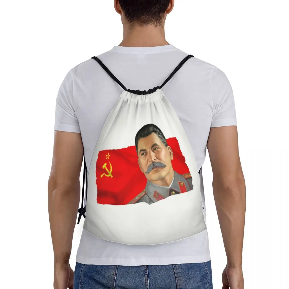 Раница на съвсем малък с Йосиф Сталин и флага на СССР, мъжки раница за фитнес, Сгъваема Раница за тренировки в Русия, Съветския Съюз, комунистически спортна чанта. Изображение 4