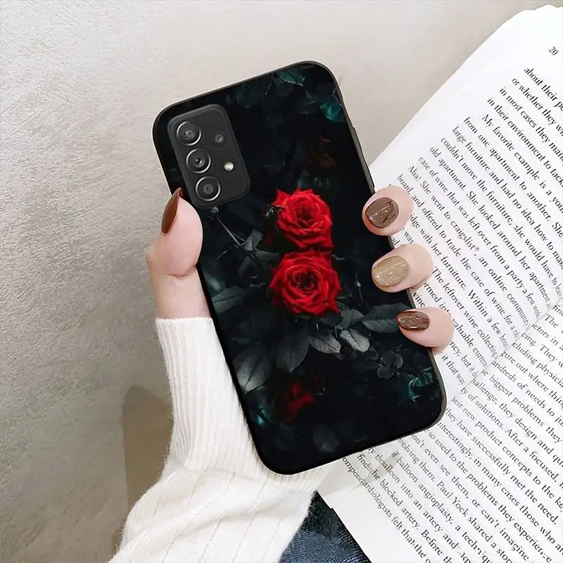 Розово-червени цветя на Калъф За мобилен телефон Samsung Galaxy А02 A12 A21 A22 A32 A41 A42 A51 A71 A72 под формата На Миди Изображение 3