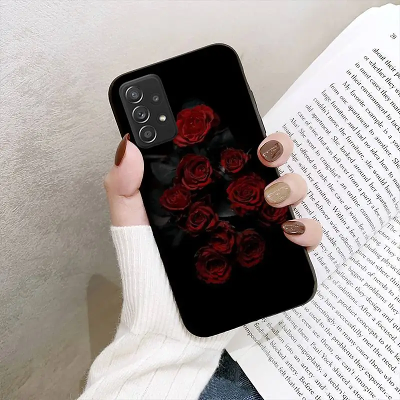 Розово-червени цветя на Калъф За мобилен телефон Samsung Galaxy А02 A12 A21 A22 A32 A41 A42 A51 A71 A72 под формата На Миди Изображение 4