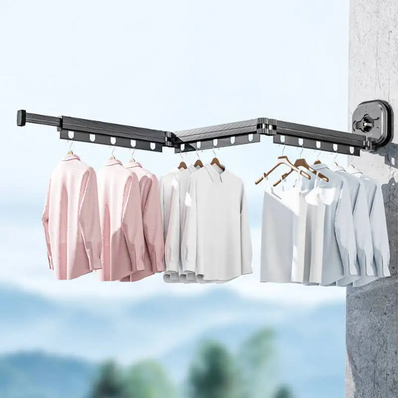 Сгъваема закачалка за сушене на дрехи на присоске с плъзгаща вендузата Множество 3-те пъти закачалка за сушене на дрехи Изображение 5
