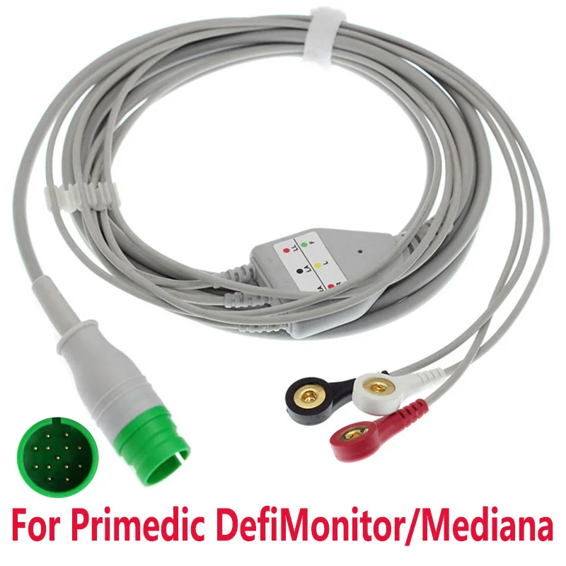 Съвместим монитор Primedic DefiMonitor Mediana D500 M40 M32 ME306LK се състои от цели кабел за ЕКГ, с 3/5 отведениями и тел за оттегляне на електрода. Изображение 0