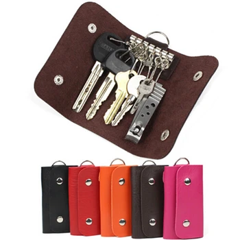 1 БР. Преносими Кожени ленти за ключницы Кола ключодържател, чанта-калъф за носене за чантата Унисекс, проста однотонная чанта за съхранение