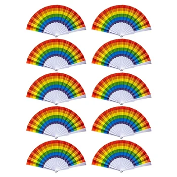 10 Бр. светещи вентилатори Pride, Сгъваеми преносими вентилатори, Rainbow Аксесоари, декорации Pride Month