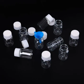 10шт 15/30/50 ml Пластмасови PET Прозрачни Празни бутилки с печата Корички Флакон Прах за лекарствени таблетки Контейнер за опаковане на реагенти Бутилка за Еднократна употреба