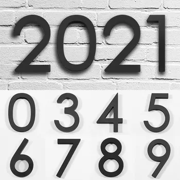 1бр Метални Табели С номер Акрилна Врата Табела на сградата на Домашен Адрес Знак на пощенска кутия Черна Плаващ Знак 0-9