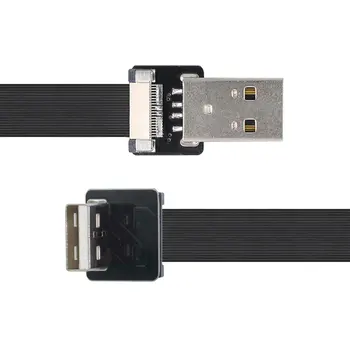 CY Xiwai Наклонен Тип-A USB 2.0 Конектор за пренос на данни Type-A Плосък Тънък Гъвкав кабел 90 Градуса за FPV, Диск, Скенер и Принтер