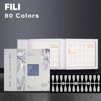 FILI 80 цвята слотове за нокти Книжка с примерни цветове на гел Полк за проби гел-лак за маникюрного салон Цветна картичка с рафтове Инструменти за маникюр