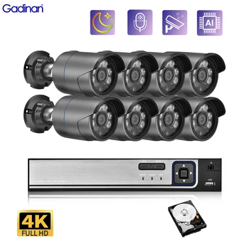 Gadinan 8MP 4K HD H. 265 POE Color Night Vision P2P Комплект Външна Система Водоустойчива Сигурност Комплект за Видеонаблюдение НРВ