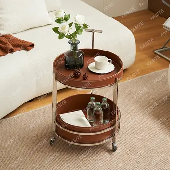 Nordic simple round може да се премести в количката. Няколко разкошни и богати на колички за съхранение на закуски, от седельной на кожата в близост с разтегателен диван