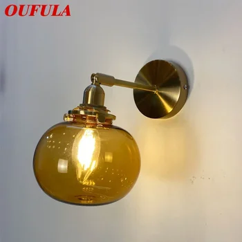 OUFULA Скандинавски Месинг, с монтиран на стената Лампа В Помещението Дневна Нощна Лампа За Спални Модерен Хотелски Коридор, с монтиран на стената Лампа За Антре