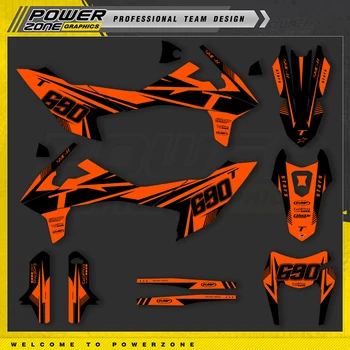 PowerZone Потребителски среди с графика на екипа, стикери за набиране на етикети на 3М за мотоциклети KTM 19-21 СОС-R 690, персонализирани етикети