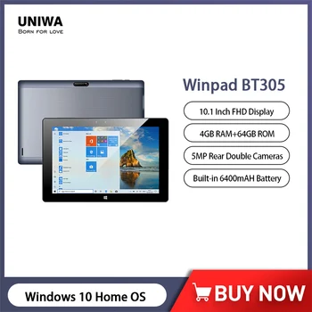Uniwa WinPad BT305 Таблет на Windows 10 Home OS 10,1 Инча 4 GB ram + 64 GB ROM, 5mp 6400 mah Батерия Windows Tablet PC с USB 3.0, Wifi