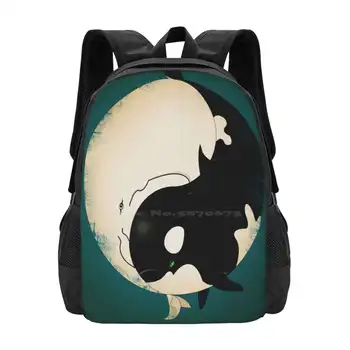 When Willy Срещна Pattern Design Bagpack Ученически чанти Дращи Без да е Член на Уили Зубатые Китове Бозайници Спасява китове WWF Океаните