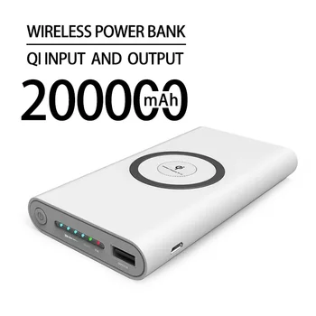 Безплатна доставка на 200 000 ма Безжичен захранване Двустранен бързо зареждане на Powerbank Преносимо зарядно Type-c външна батерия за iPhone
