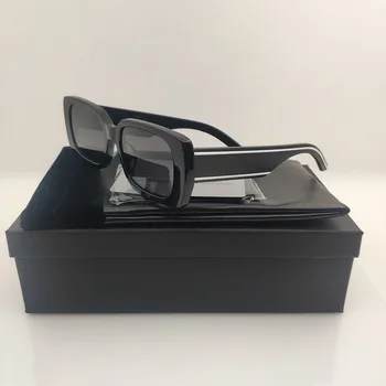 Вечерни правоъгълни ацетатные Черно-бели слънчеви очила За жени, МОДНАТА марка, Дизайнерски футуристичен Квадратни Дамски слънчеви очила с UV400