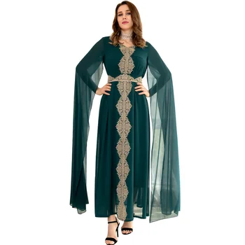 Висококачествено Елегантна Дубайское-Секси Дантелено Шифоновое Макси рокля с ръкави-шал, Модни Марокански Дамски официални рокли за партита, халат Vestidos