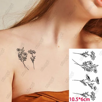 Водоустойчив временна татуировка Стикер на Слънчогледа Лавандула Бели Малки цветя Пеперуда Татуировки Жените и Децата Боди-арт Фалшива татуировка на Мъжете
