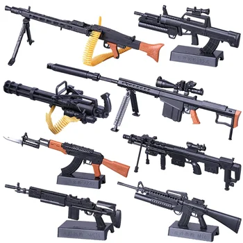 Военни играчки за войници, 1: 6, Специални оръжия, 4D Събрана модел пистолет Barrett Gatling AK47, Игри подпори