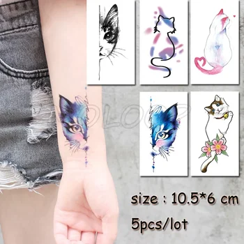 Временна татуировка стикер котка животно водоустойчив фалшива татуировка с пренасяне на вода флаш татуировка момиче, жена, дете малък размер се продава партии